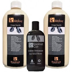 Koolnet NETSHOES Pack DE 2 + 1 crème onctueuse noir - Cirage Liquide pour cireuse Chaussure - Flacon de 500ml