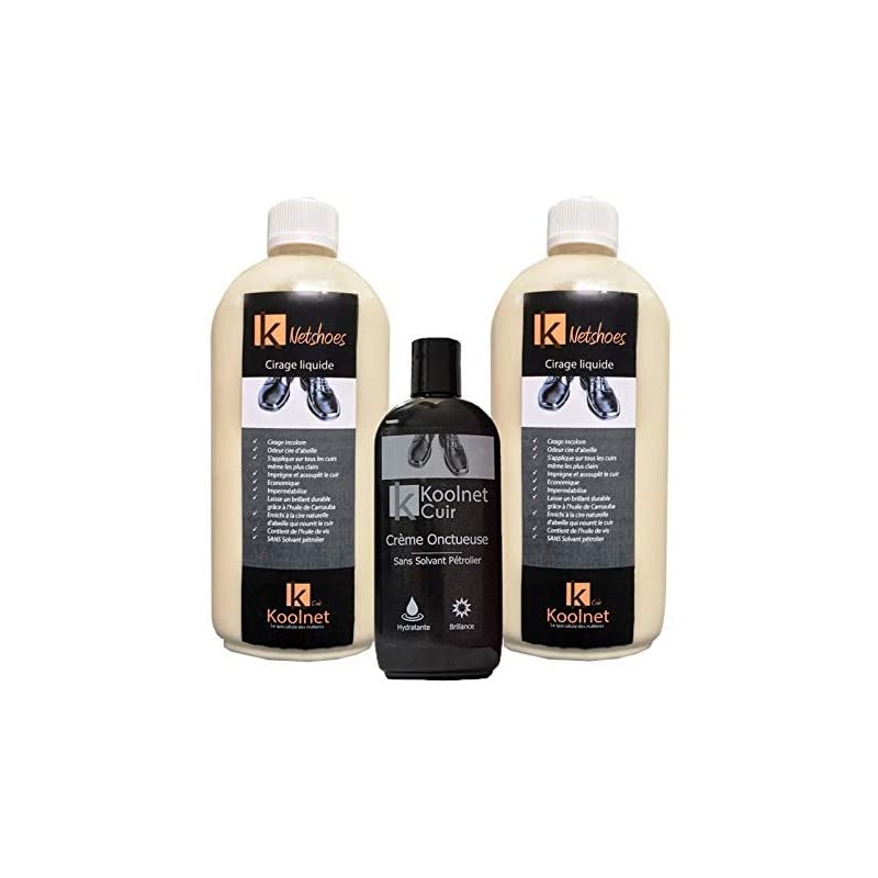 Koolnet NETSHOES Pack DE 2 + 1 crème onctueuse noir - Cirage Liquide pour cireuse Chaussure - Flacon de 500ml Koolnet NETSHOES Pack DE 2 + 1 crème onctueuse noir - Cirage Liquide pour cireuse Chaussure - Flacon de 500ml