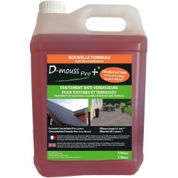 ANTI MOUSSE/ DEMOUSSANT PRO CONCENTRE 5L TOITURE, TERRASSE, FACADES TRAITE JUSQU'A 500M²